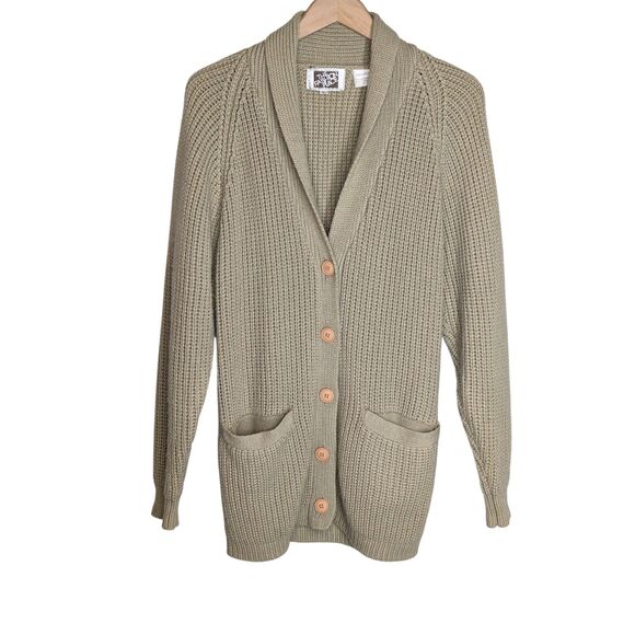 Vintage Sears Fashion Place Grandpa Sweater Cardigan Sz L Brown Button Up Collar - Picture 1 of 7